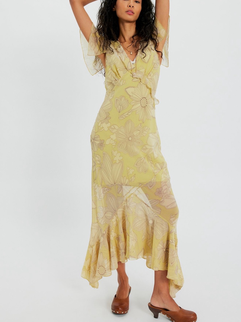 NWOT Free People Moonlight Maxi Dress- Yellow Combo